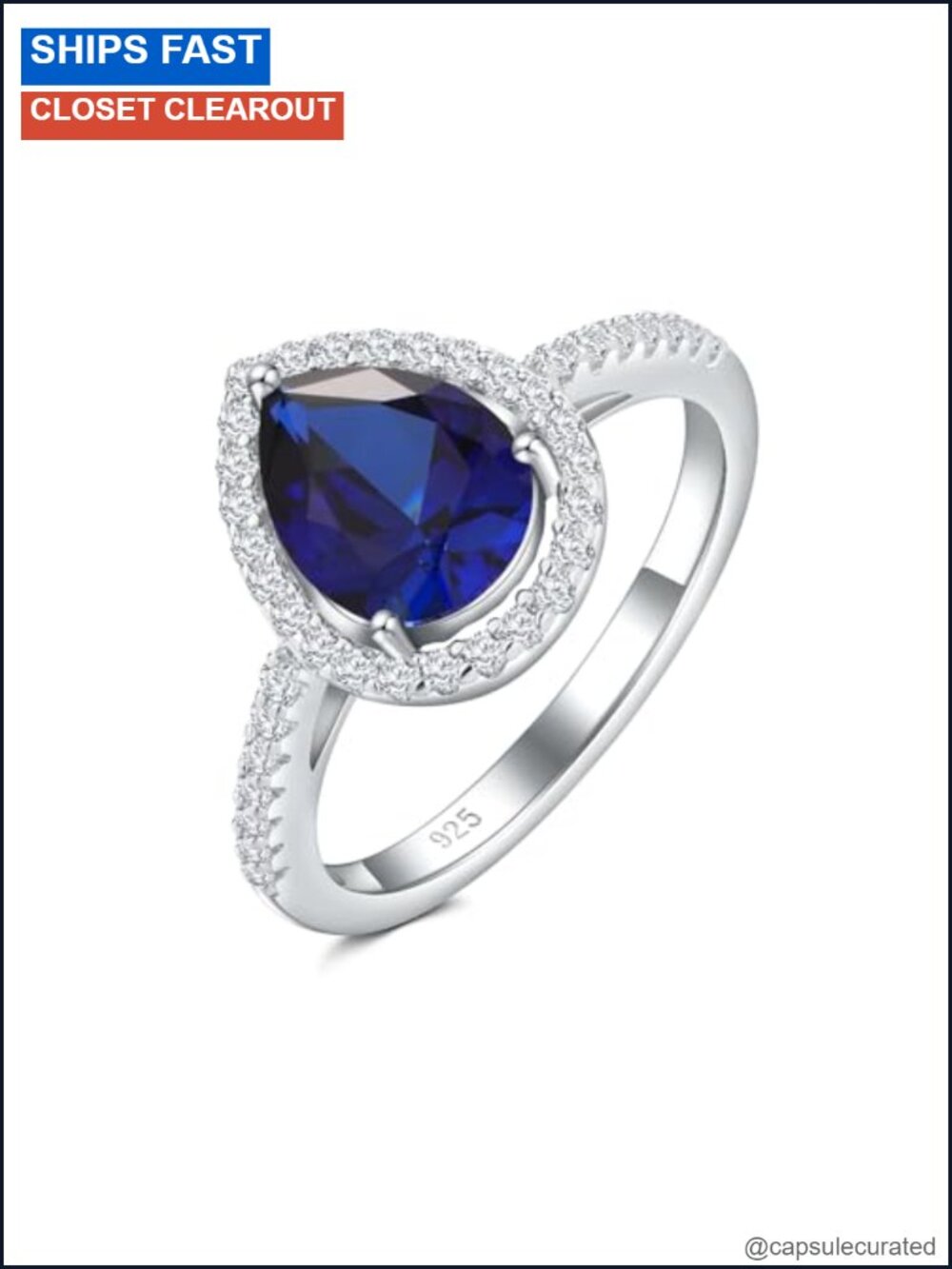 Sterling Silver 14K Gold Plated Created Sapphire Cubic Zirconia Eternity Ring